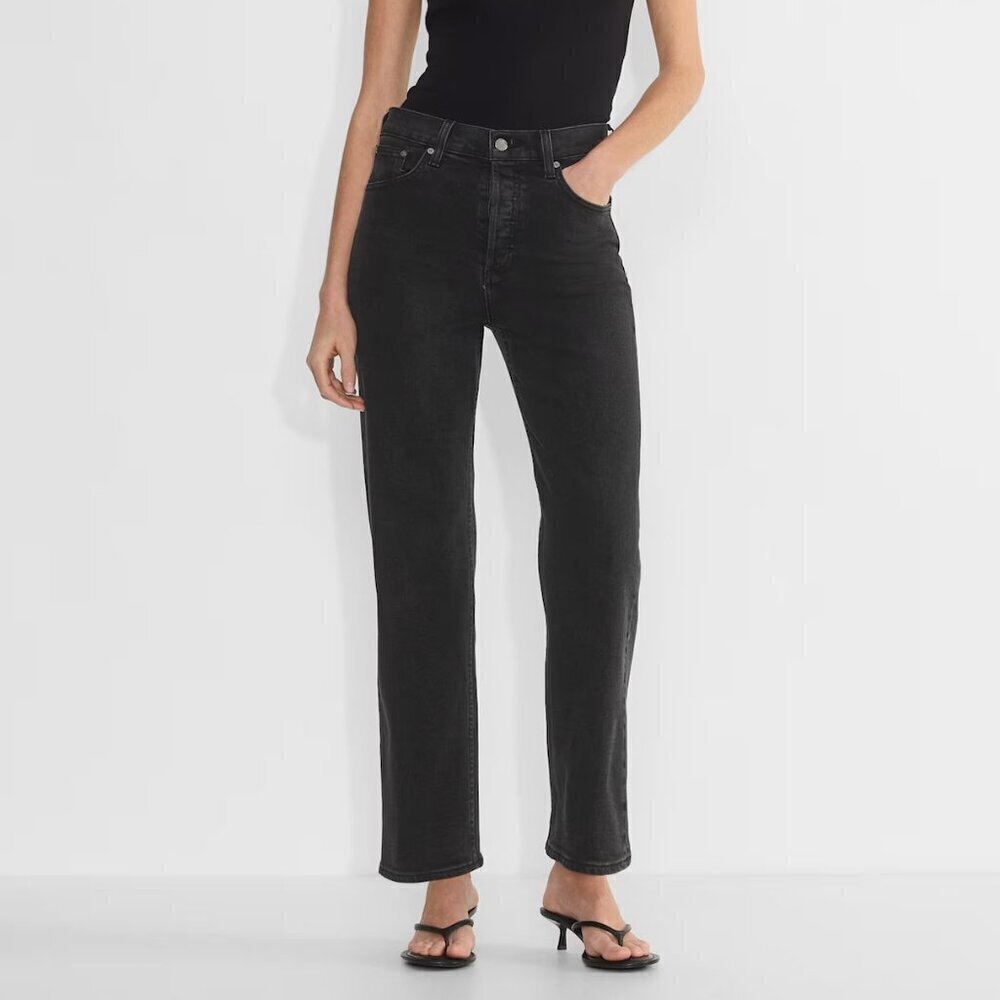 Aritzia Denim Forum The Arlo Hi-rise Straight Black Jeans Sz 24